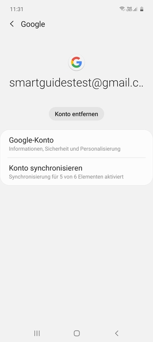 Wählen Sie Konto synchronisieren