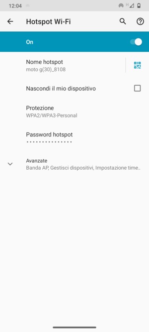 Il telefono è ora pronto per essere usato come modem