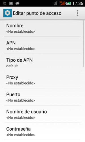 Introduzca la información de Internet