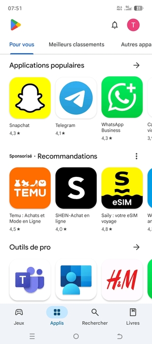 Sélectionnez Rechercher