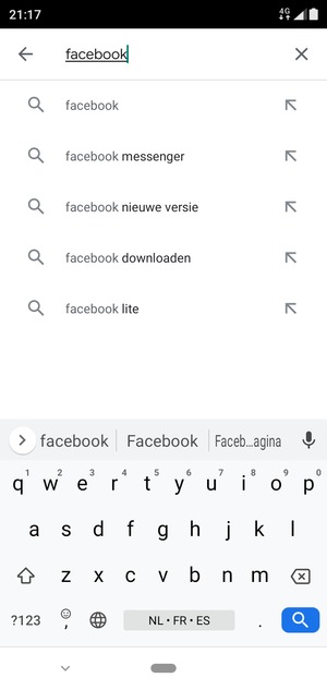 Voer de app-naam in en selecteer Zoeken