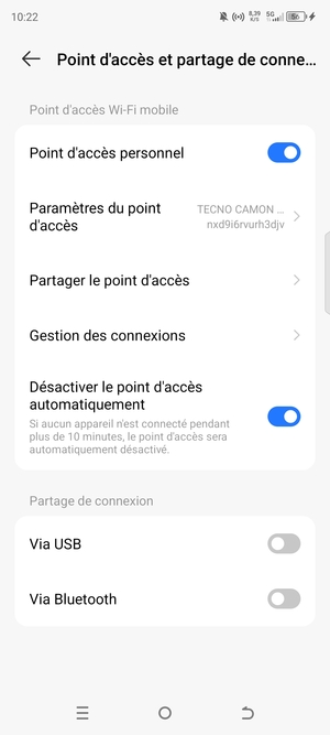 Votre téléphone est maintenant configuré pour être utilisé comme modem