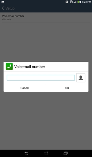 Enter the Voicemail number and select OK