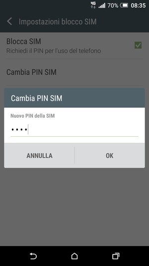 Inserisci Nuovo PIN della SIM e seleziona OK