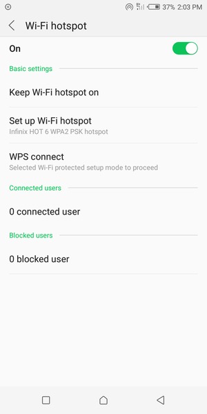 Your phone is now set up for use as a modem