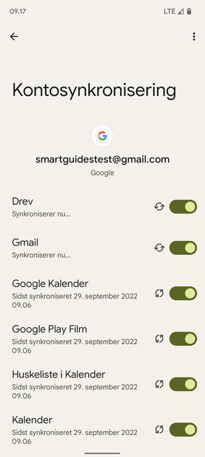 Dine oplysninger vil blive synkroniseret