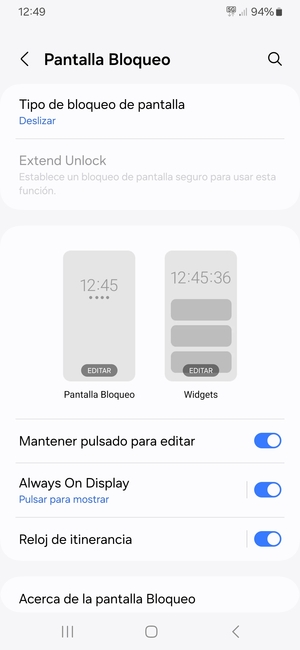 Seleccione Tipo de bloqueo de pantalla