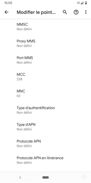 Faites défiler vers le bas et saisissez les informations MMS