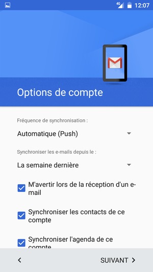 Sélectionnez SUIVANT