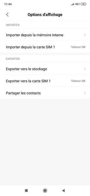 Sélectionnez Importer depuis la carte SIM