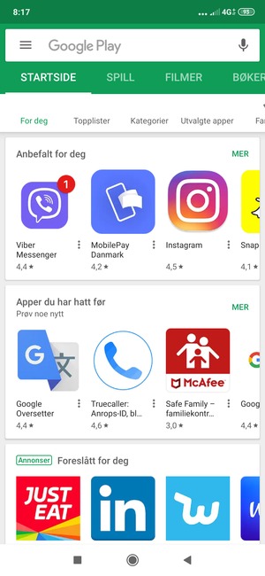 Velg søkefelt
