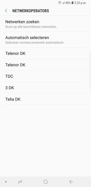 Selecteer een netwerkoperator uit de lijst