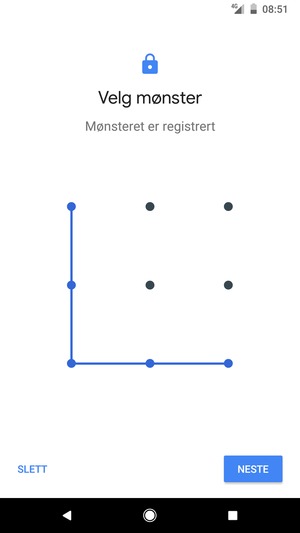 Tegn et opplåsingsmønster og velg NESTE