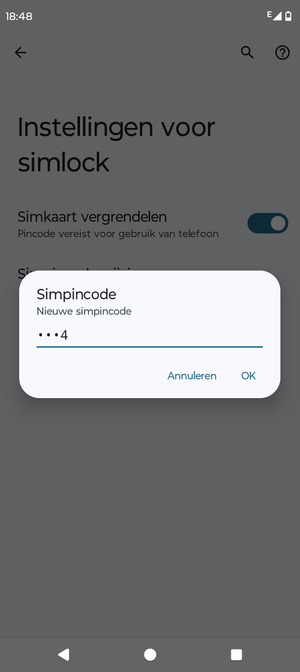 Voer uw Nieuwe simpincode in en selecteer OK