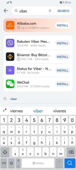 Enter the app name and select SEARCH