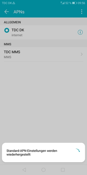 Ihr Handy wird auf Standard-Einstellungen für Internet und MMS zurückgestellt