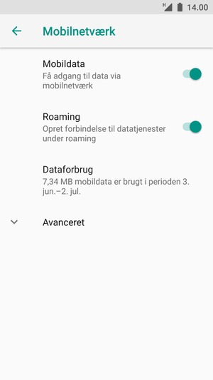 Slå Dataroaming til eller fra
