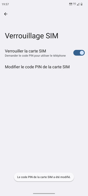 Votre code PIN de la carte SIM a été modifié