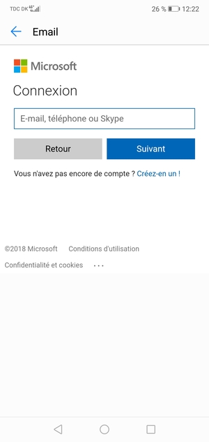 Saisissez votre adresse Hotmail et sélectionnez Suivant
