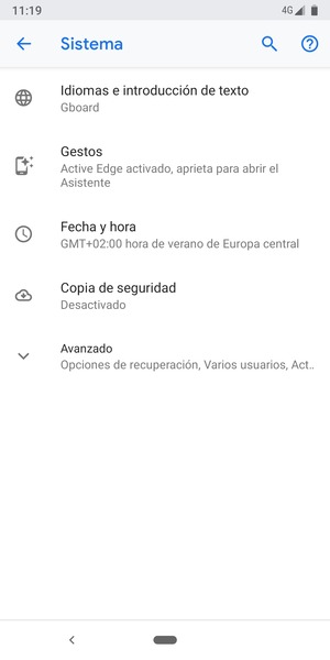 Seleccione Copia de seguridad