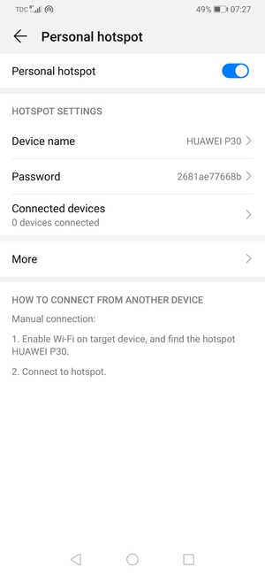 Your phone is now set up for use as a modem