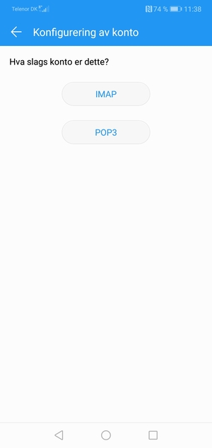 Velg IMAP eller POP3