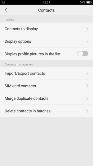 Select SIM card contacts