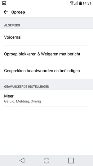 Selecteer Voicemail