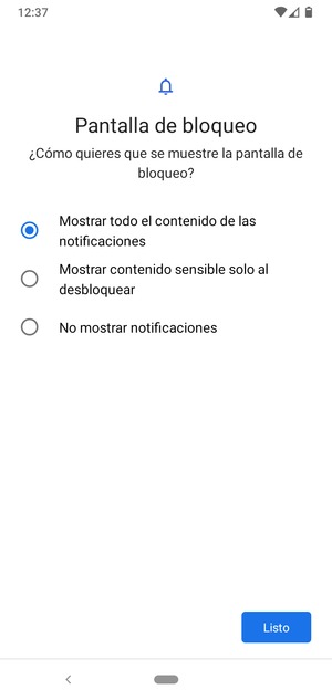 Seleccione la opción deseada y seleccione Listo