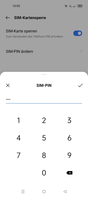 Geben Sie aktuelle PIN für die SIM-Karte ein und wählen Sie OK