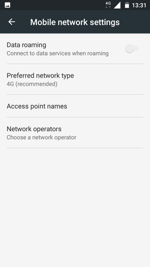 To change network if network problems occur, select Network operators