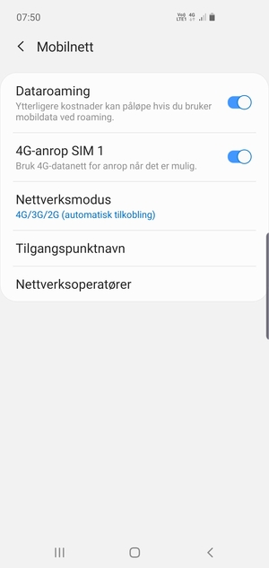 Slå Dataroaming på eller av