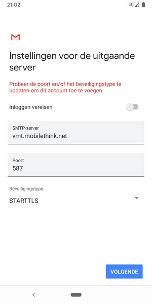 Selecteer Beveiligingstype