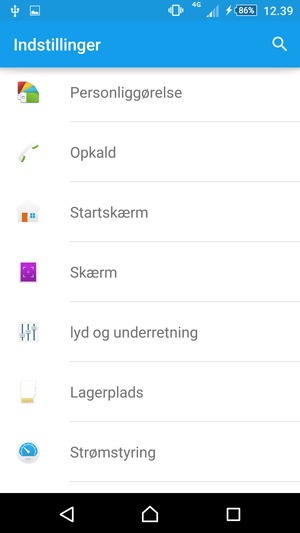 Vend tilbage til menuen Indstillinger og vælg Strømstyring