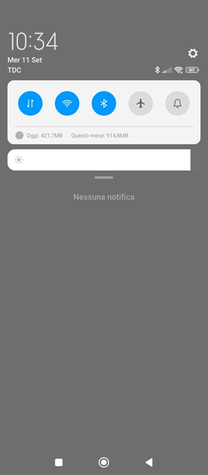 Scorri nuovamente verso il basso il menu in alto
