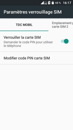 Sélectionnez Public puis Modifier code PIN carte SIM
