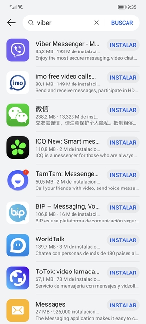 Seleccione la aplicación