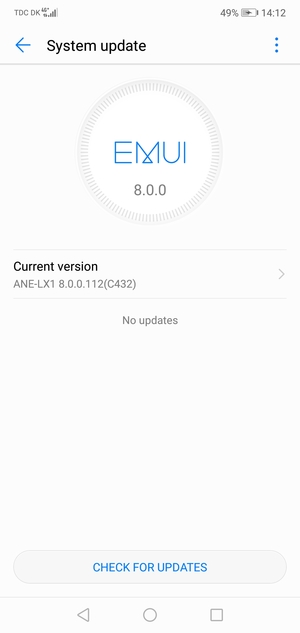 If your phone is up to date, you will see the following screen