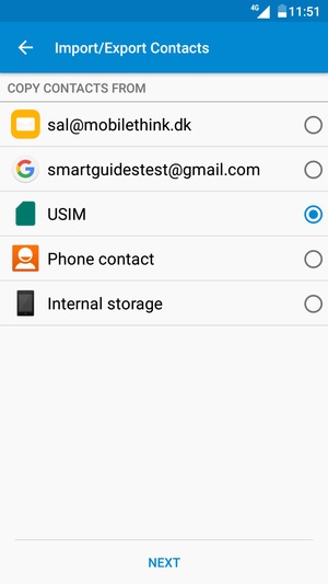 Select the SIM card and select NEXT