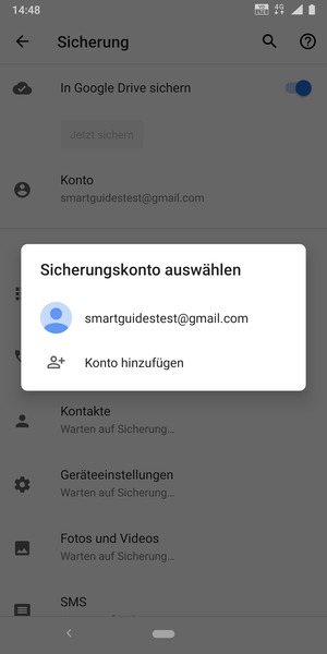 Wählen Sie Ihr Konto für Backup
