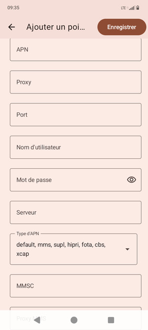 Faites défiler et sélectionnez Type d'APN