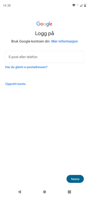 Skriv inn din Gmail-adresse og velg Neste