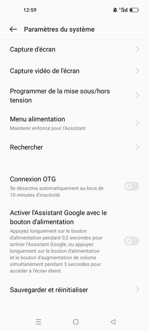 Faites défiler et sélectionnez Sauvegarder et réinitialiser