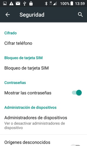 Para cambiar el PIN de la tarjeta SIM, vuelva al menú Seguridad y seleccione Bloqueo de tarjeta SIM