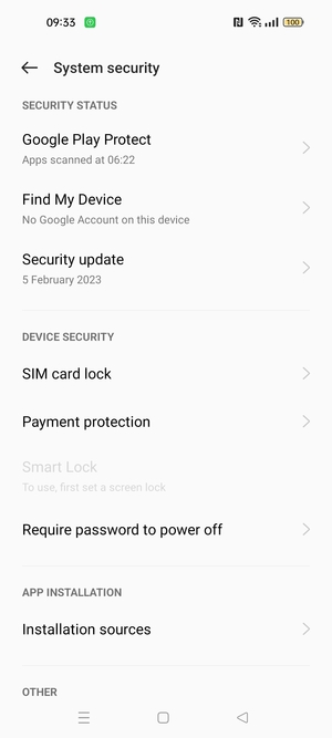 Select SIM card lock