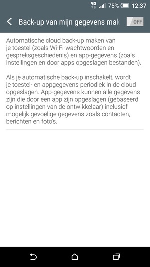 Schakel Back-up van mijn gegevens maken in