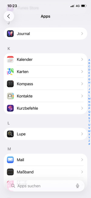 Scrollen Sie und wählen Sie Kontakte
