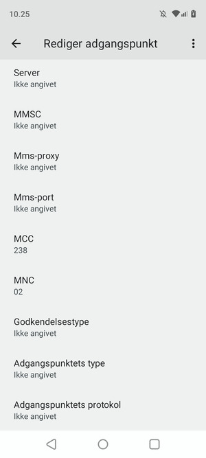 Scroll ned og indtast MMS-oplysninger