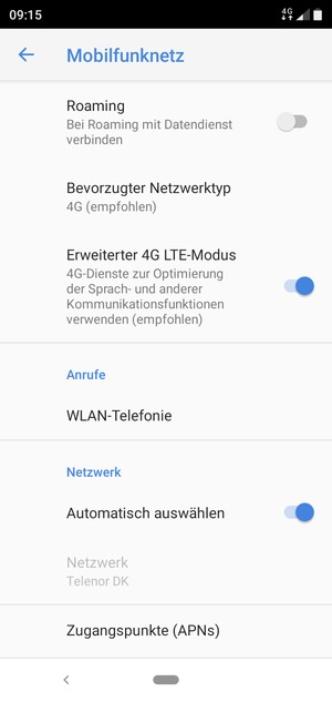Wählen Sie Bevorzugter Netzwerktyp