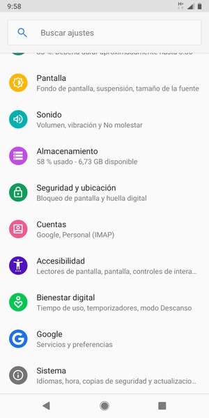 Desplácese y seleccione Sistema